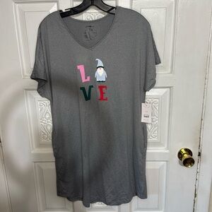 BNWT Gray Love Joyspun Cute Nightshirt Size S/M